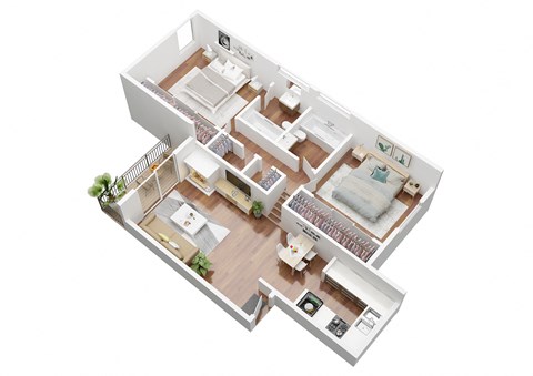 Floor plan for 2 beds, 2 baths, 1125 sqft